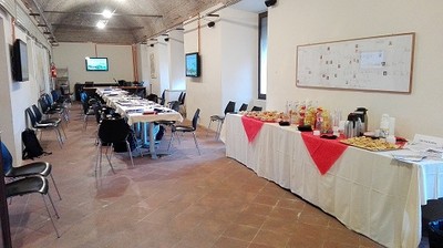 Sala Alfonso I allestita a workshop/buffet