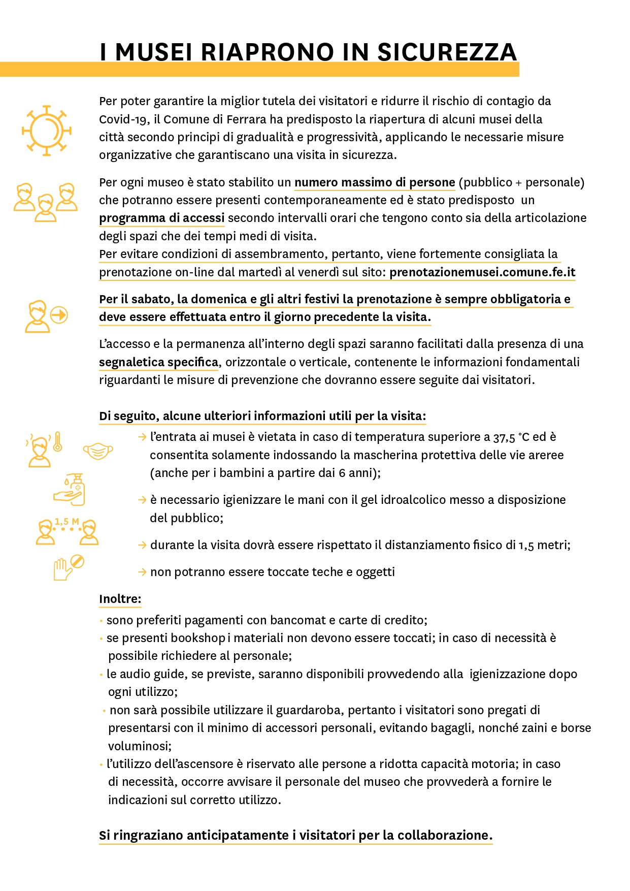 I musei aprono in sicurezza